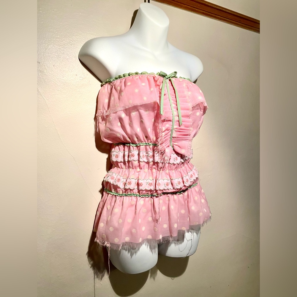 PEPPER - Pink Sheer Sweet-Heart Tube Blouse